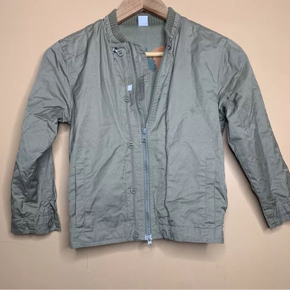 Petit Bateau Jacket Bomber Boys Toddler Size 8a 126cm Sage Green Zip Front